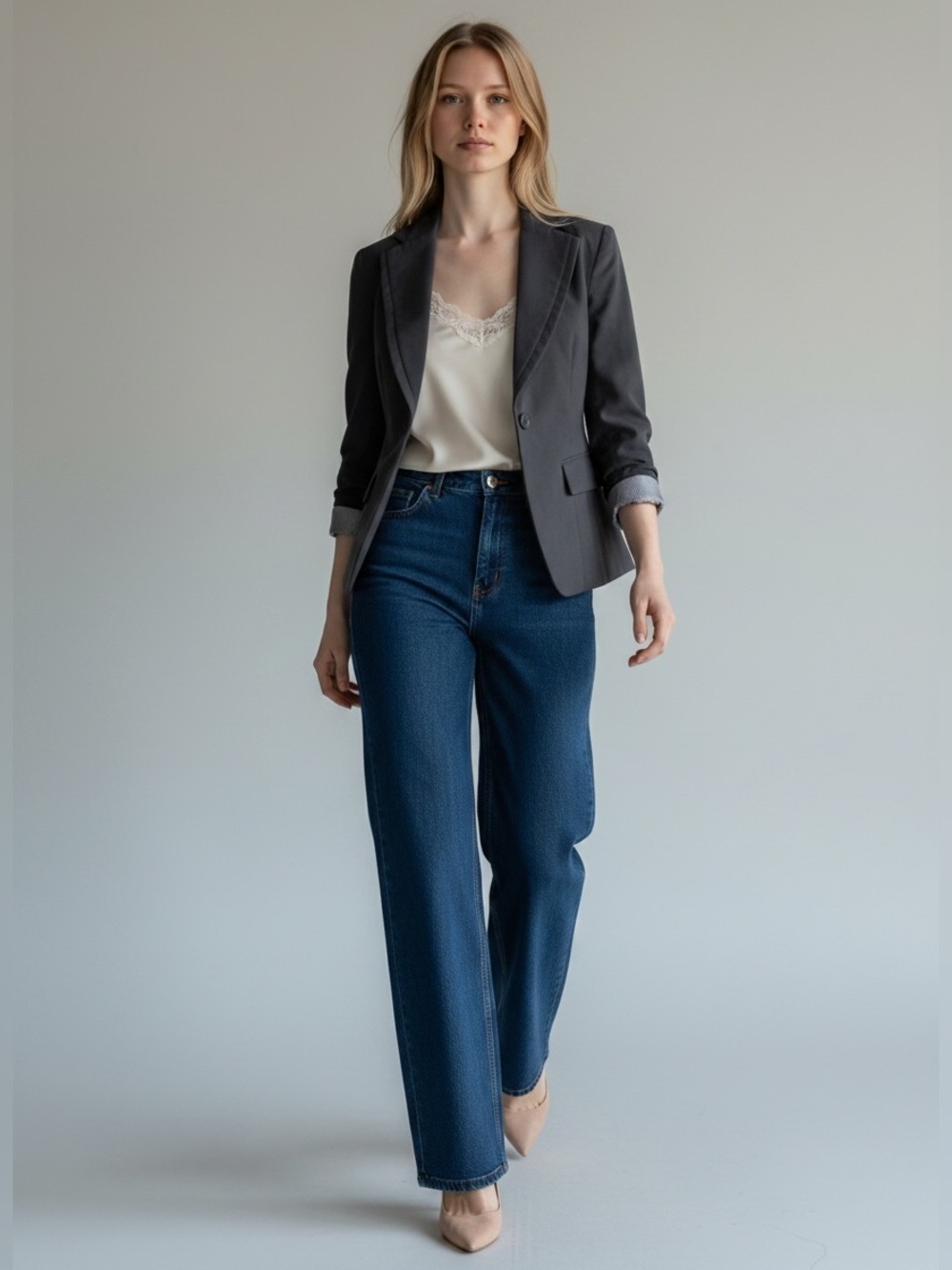 Ricki’s Navy Blue Blazer Single Breasted Tailored Fitted Jacket Size 0
